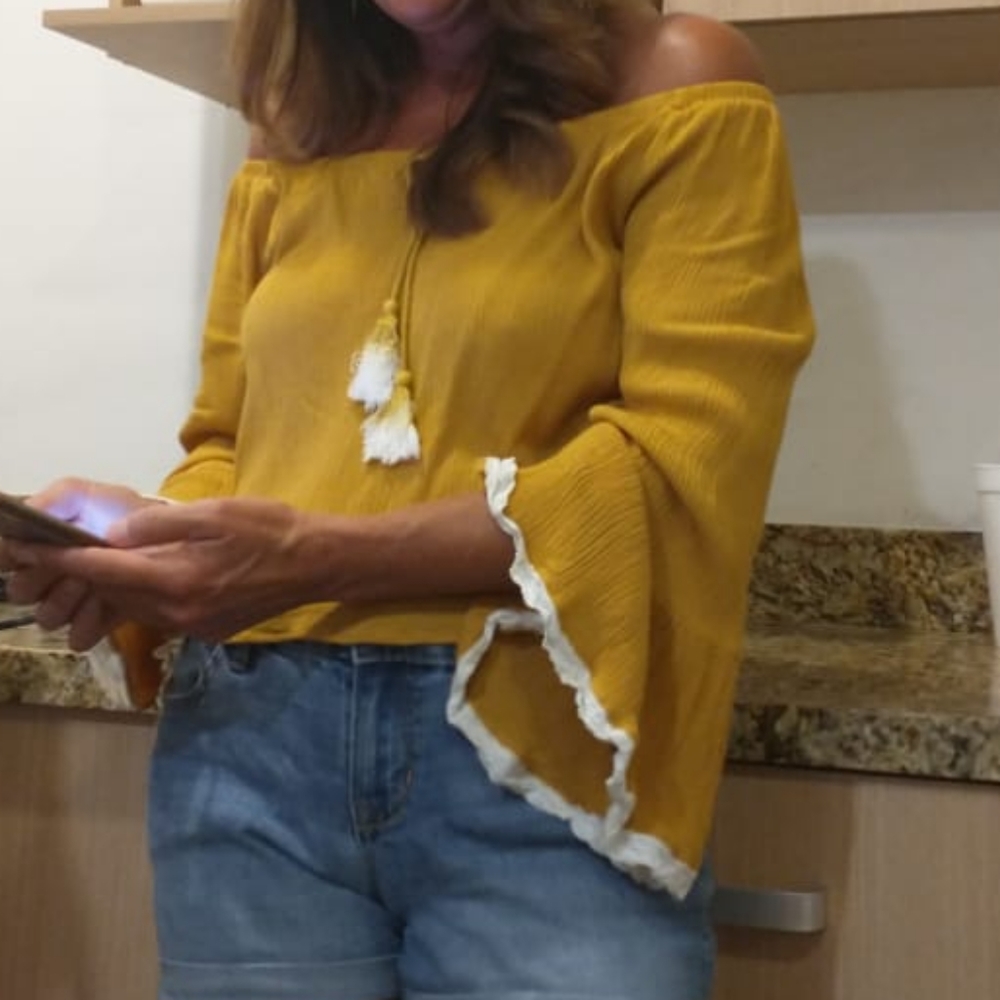 Cropped off shoulder top